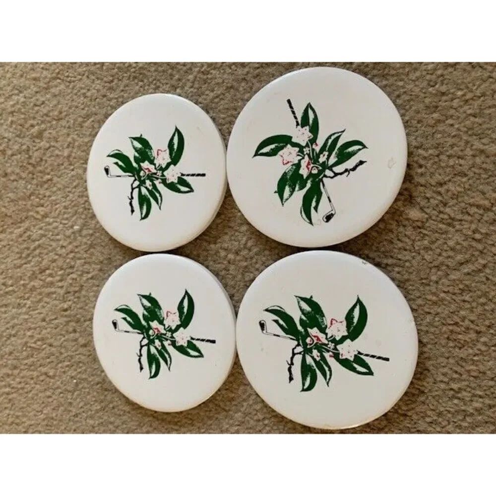 Flower Ceramic Drink Coster Set of Four 3.5" Coasters with Cork